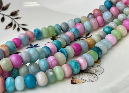 7-10 mm Smooth Rondelle Pink Blue Green Opal Large Hole Gemstone Beads Hole Size 1.0mm Genuine Peruvian Opal 8 Inches Strand #4358