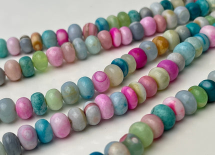 7-10 mm Smooth Rondelle Pink Blue Green Opal Large Hole Gemstone Beads Hole Size 1.0mm Genuine Peruvian Opal 8 Inches Strand #4358