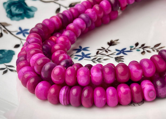 7-10 mm Smooth Rondelle Dark Purple Color Large Hole Opal Gemstone Beads Genuine 1.0mm Hole Natural Peruvian Opal 8 Inches Strand #4359