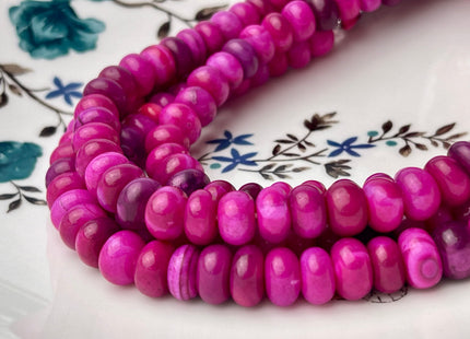 7-10 mm Smooth Rondelle Dark Purple Color Large Hole Opal Gemstone Beads Genuine 1.0mm Hole Natural Peruvian Opal 8 Inches Strand #4359