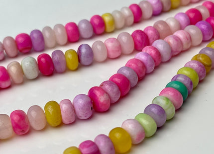 5-9mm Smooth Rondelle Pink Green Yellow Purple Large Hole Opal Gemstone Beads Genuine 1.0mm Hole Natural Peruvian Opal 8 Inches Strand #4362
