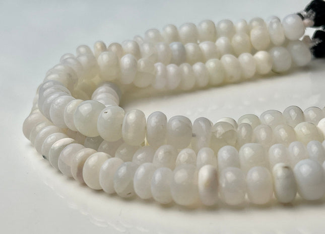 6-11 mm Smooth Rondelle Translucent Milky White Opal Large Hole Gemstone Beads Hole Size 1.0mm Genuine Peruvian Opal 8 Inches Strand #4365