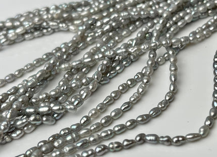 1.5-2x3 mm AA Silver Gray Color Rice Tiny Freshwater Seed Pearls Genuine Freshwater Pearls #P2373
