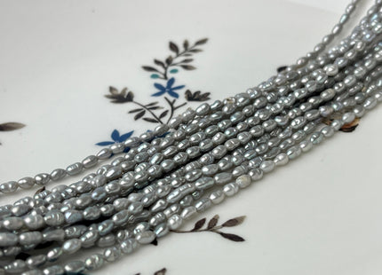 1.5-2x3 mm AA Silver Gray Color Rice Tiny Freshwater Seed Pearls Genuine Freshwater Pearls #P2373