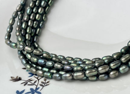 4x6-7 mm Olive Green Tiny Rice/Oval Freshwater Pearl Beads Genuine Long Oval Freshwater Pearl Tiny Seed Beads #P2377