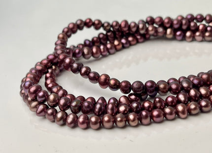 4.5-5 mm Potato Freshwater Pearl Cranberry Pink Color Genuine Cultured Freshwater Pearl Beads #650