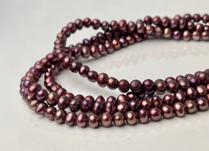 4.5-5 mm Potato Freshwater Pearl Cranberry Pink Color Genuine Cultured Freshwater Pearl Beads #650