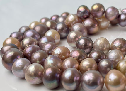 12-14mm AAA Half Strand Large Hole Very Rare Dark Mauve Pink Baroque Pearl Hole Size 1.5mm Or 2.2mm Round Edison Pearl 15 beads #P2376