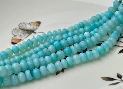 5-6mm 6-7mm 7-8mm 8-9mm 9-10mm Smooth Rondelle Peru Blue Opal Beads Genuine Translucent Multi Blue Color Opal Beads 8 Inches Strand #3293