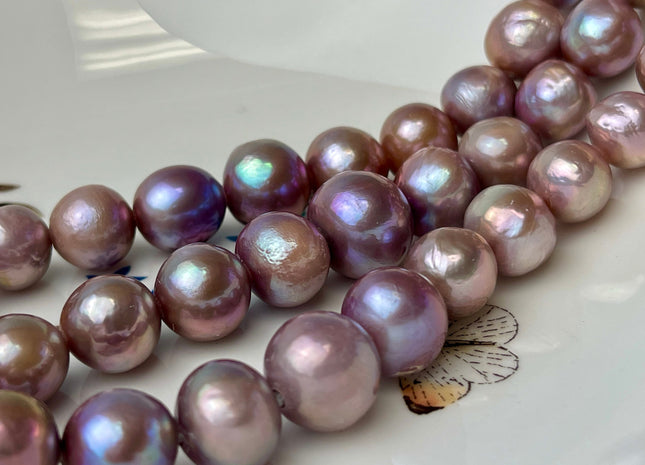 11-12 mm AAA HalfStrand LargeHole Very Rare Dark Mauve Pink Baroque Pearl Bead 2.2 mm Hole Natural Edison Pearl With Iridescent Color #1631