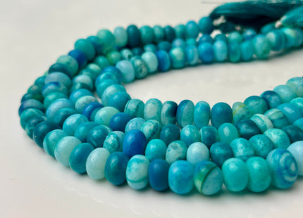6-11mm Smooth Rondelle Multi Turquoise Blue Green Opal Large Hole Gemstone Beads Hole Size 1.0mm Genuine Peruvian Opal 8 Inches Strand #4367
