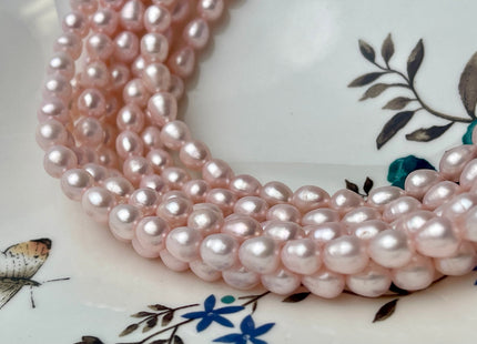 5x7 mm OR 6x8 mm OR 6x9 mm Rice / Oval Freshwater Pearls Baby Pink Color Genuine Freshwater Pearls Beads Baby Pink Color #1181