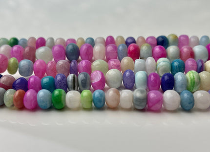 5-10 mm Smooth Rondelle Purple Pink Yellow Green Opal Large Hole Gemstone Beads Hole Size 1.0mm Genuine Peruvian Opal 8 Inches Strand #4370