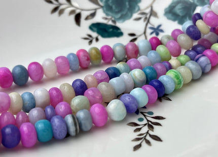 5-10 mm Smooth Rondelle Purple Pink Yellow Green Opal Large Hole Gemstone Beads Hole Size 1.0mm Genuine Peruvian Opal 8 Inches Strand #4370