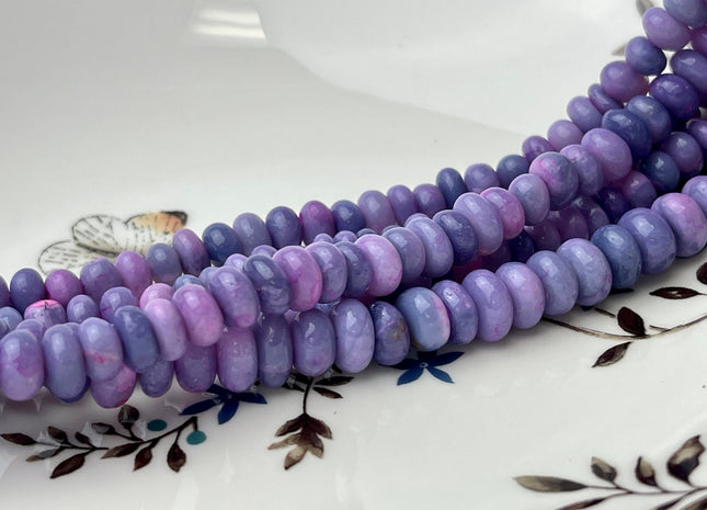 6-10 mm Smooth Rondelle Multi Pink Purple Opal Large Hole Gemstone Beads Hole Size 1.0mm Genuine Peruvian Opal 8 Inches Strand #4373