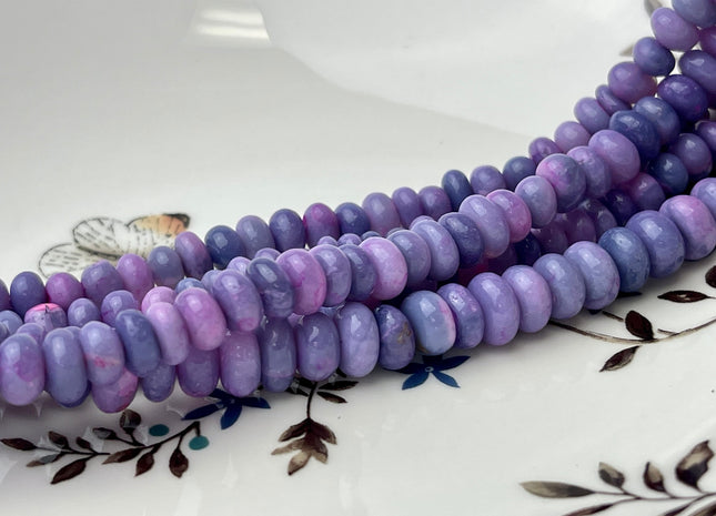 6-10 mm Smooth Rondelle Multi Pink Purple Opal Large Hole Gemstone Beads Hole Size 1.0mm Genuine Peruvian Opal 8 Inches Strand #4373
