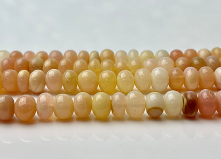 6-9 mm Smooth Rondelle Multi Honey Yellow Pink Opal Large Hole Gemstone Beads Hole Size 1.0mm Genuine Peruvian Opal 8 Inches Strand #4374