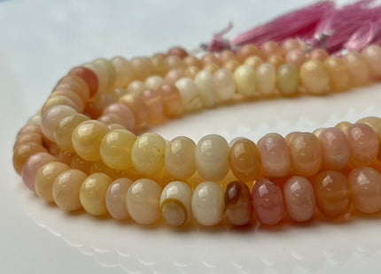 6-9 mm Smooth Rondelle Multi Honey Yellow Pink Opal Large Hole Gemstone Beads Hole Size 1.0mm Genuine Peruvian Opal 8 Inches Strand #4374