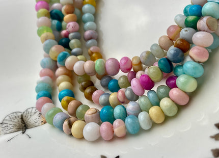 5-8 mm Smooth Rondelle Multi Green Yellow Pink Opal Large Hole Gemstone Beads Hole Size 1.0 mm Genuine Peruvian Opal 8 Inches Strand #4375