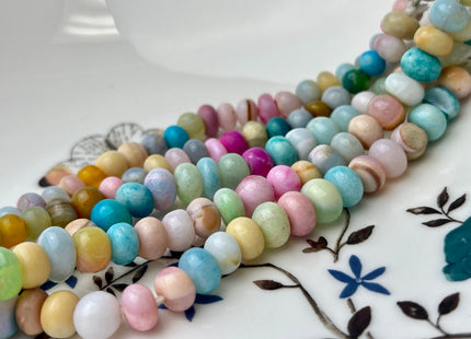 5-8 mm Smooth Rondelle Multi Green Yellow Pink Opal Large Hole Gemstone Beads Hole Size 1.0 mm Genuine Peruvian Opal 8 Inches Strand #4375