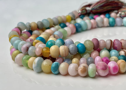 5-8 mm Smooth Rondelle Multi Green Yellow Pink Opal Large Hole Gemstone Beads Hole Size 1.0 mm Genuine Peruvian Opal 8 Inches Strand #4375