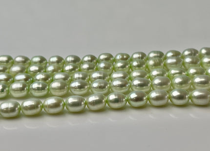 6x7 mm AA Rice Oval Freshwater Pearl Beads Lime Green Color Genuine Smooth Freshwater Pearl Beads #P2380