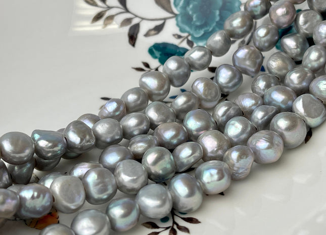 10-11 mm AAA Large Hole Freshwater Pearl Nugget Beads Hole Size 2.2mm Very Nice Pinkish Gray High Luster Large Hole Potato Pearls #1482