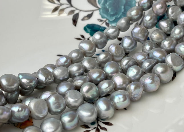 10-11 mm AAA Large Hole Freshwater Pearl Nugget Beads Hole Size 2.2mm Very Nice Pinkish Gray High Luster Large Hole Potato Pearls #1482