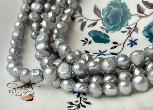 10-11 mm AAA Large Hole Freshwater Pearl Nugget Beads Hole Size 2.2mm Very Nice Pinkish Gray High Luster Large Hole Potato Pearls #1482