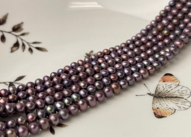 4.5-5 mm AA Rare Metalic Purple Color Potato Freshwater Pearl Beads Genuine High Luster Lavender Color Freshwater Potato Pearls #P2387