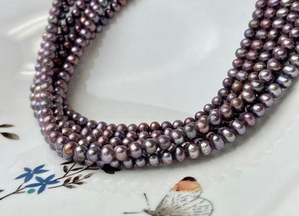 4.5-5 mm AA Rare Metalic Purple Color Potato Freshwater Pearl Beads Genuine High Luster Lavender Color Freshwater Potato Pearls  #P2387