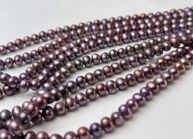 4.5-5 mm AA Rare Metalic Purple Color Potato Freshwater Pearl Beads Genuine High Luster Lavender Color Freshwater Potato Pearls #P2387