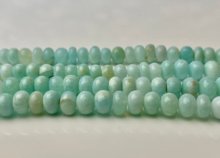 5-12 mm Smooth Rondelle Multi Ice Blue Opal Large Hole Gemstone Beads Hole Size 1.0mm Genuine Peruvian Opal 8 Inches Strand #4378