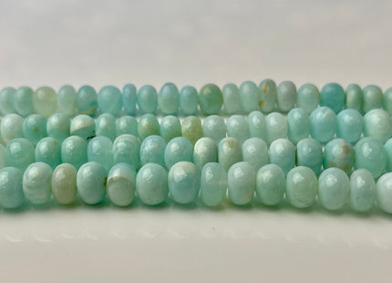 5-12 mm Smooth Rondelle Multi Ice Blue Opal Large Hole Gemstone Beads Hole Size 1.0mm Genuine Peruvian Opal 8 Inches Strand #4378