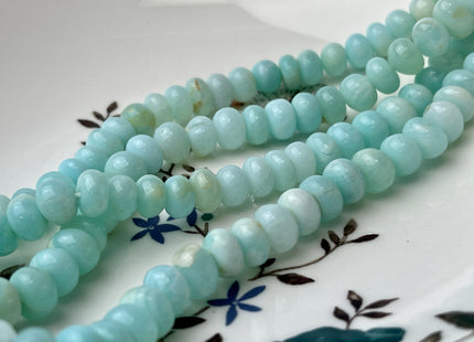 5-12 mm Smooth Rondelle Multi Ice Blue Opal Large Hole Gemstone Beads Hole Size 1.0mm Genuine Peruvian Opal 8 Inches Strand #4378