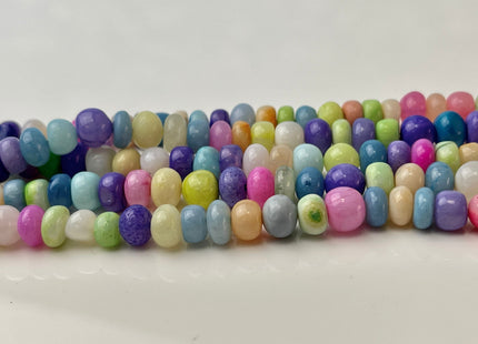 5-8 mm Smooth Rondelle Multi Blue Pink Purple Yellow Color Opal Gemstone Beads Genuine Natural Peruvian Blue Opal 8 Inches Strand #4380