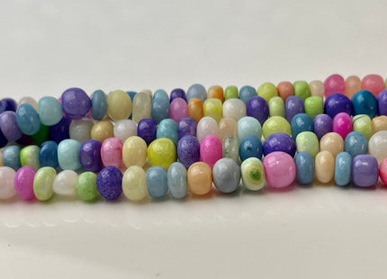 5-8 mm Smooth Rondelle Multi Blue Pink Purple Yellow Color Opal Gemstone Beads Genuine Natural Peruvian Blue Opal 8 Inches Strand #4380
