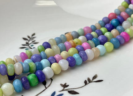 5-8 mm Smooth Rondelle Multi Blue Pink Purple Yellow Color Opal Gemstone Beads Genuine Natural Peruvian Blue Opal 8 Inches Strand #4380