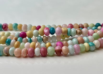 5-7 mm Smooth Rondelle Multi Blue Pink Orange Yellow Color Opal Gemstone Beads Genuine Natural Peruvian Blue Opal 8 Inches Strand #4381