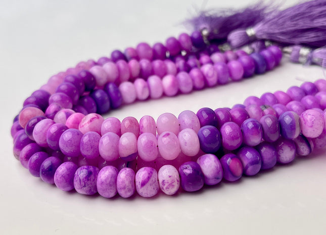 5-9 mm Smooth Rondelle Multi Pink and Purple Shaded Color Opal Gemstone Beads Genuine Natural Peruvian Opal 8 Inches Strand #4385