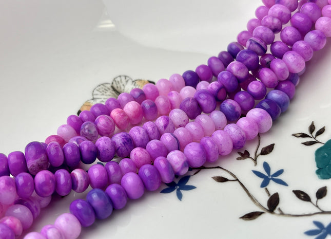 5-9 mm Smooth Rondelle Multi Pink and Purple Shaded Color Opal Gemstone Beads Genuine Natural Peruvian Opal 8 Inches Strand #4385