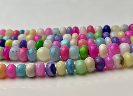 6-9 mm Smooth Rondelle Multi Pink Yellow Purple Green Blue Color Opal Gemstone Beads Genuine Natural Peruvian Opal 8 Inches Strand #4386