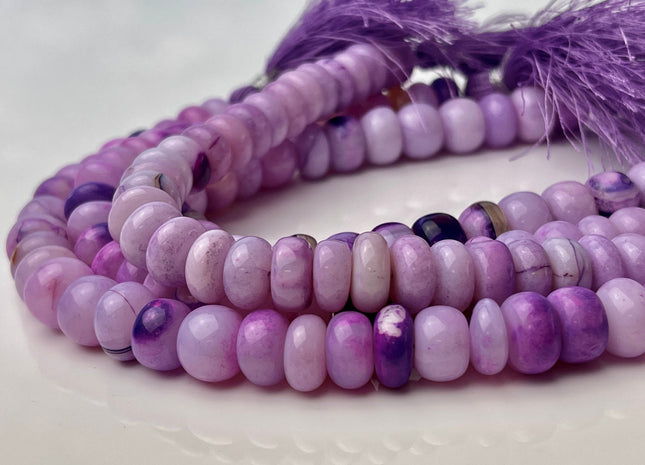 5-11 mm Smooth Rondelle Multi Light Pink and Purple Color Opal Gemstone Beads Genuine Natural Peruvian Opal 8 Inches Strand #4387