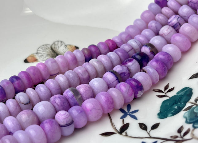 5-11 mm Smooth Rondelle Multi Light Pink and Purple Color Opal Gemstone Beads Genuine Natural Peruvian Opal 8 Inches Strand #4387