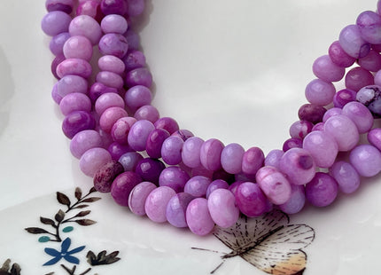 6-9 mm Smooth Rondelle Multi Pink and Purple Color Opal Gemstone Beads Genuine Natural Peruvian Opal 8 Inches Strand #4389