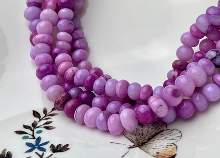 6-9 mm Smooth Rondelle Multi Pink and Purple Color Opal Gemstone Beads Genuine Natural Peruvian Opal 8 Inches Strand #4389