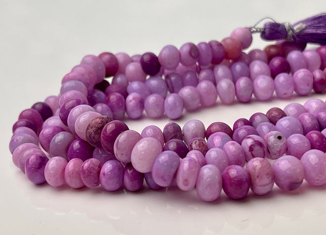 6-9 mm Smooth Rondelle Multi Pink and Purple Color Opal Gemstone Beads Genuine Natural Peruvian Opal 8 Inches Strand #4389