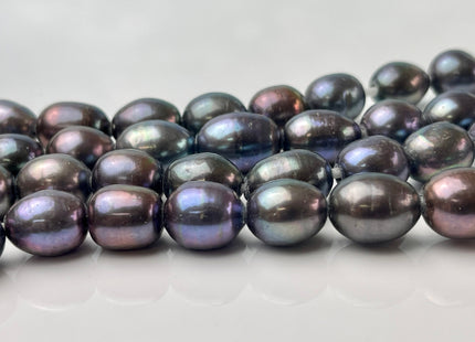 10-11x13-15 mm Peacock Large Hole Half Strand Freshwater Rice/Oval Pearl Beads Hole Size 2.2mm #1356