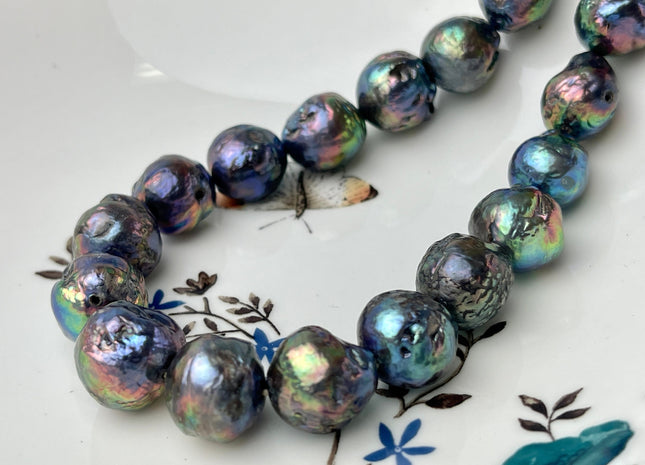 11-15 mm AAA Peacock Baroque Freshwater Pearl Beads Peacock Cultured Baroque Edison Pearls Rare Peacock Baroque Freshwater Pearls #309