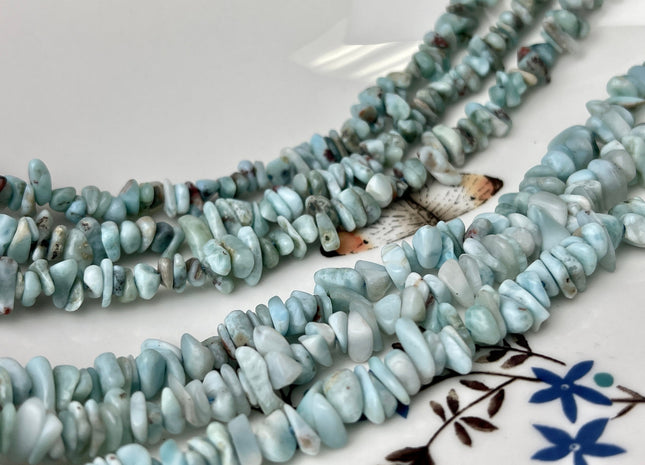 WHOLESALE 6-7 mm Natural Color Larimar Gemstone Beads Irregular Chips Shape #2251